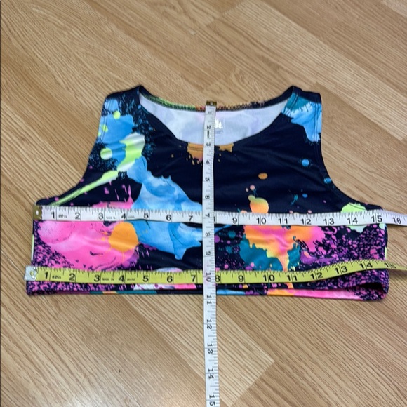 Justice Colorful Splatter Print Kids Sports Bra. Activewear Athleisure Athletic - Picture 6 of 6